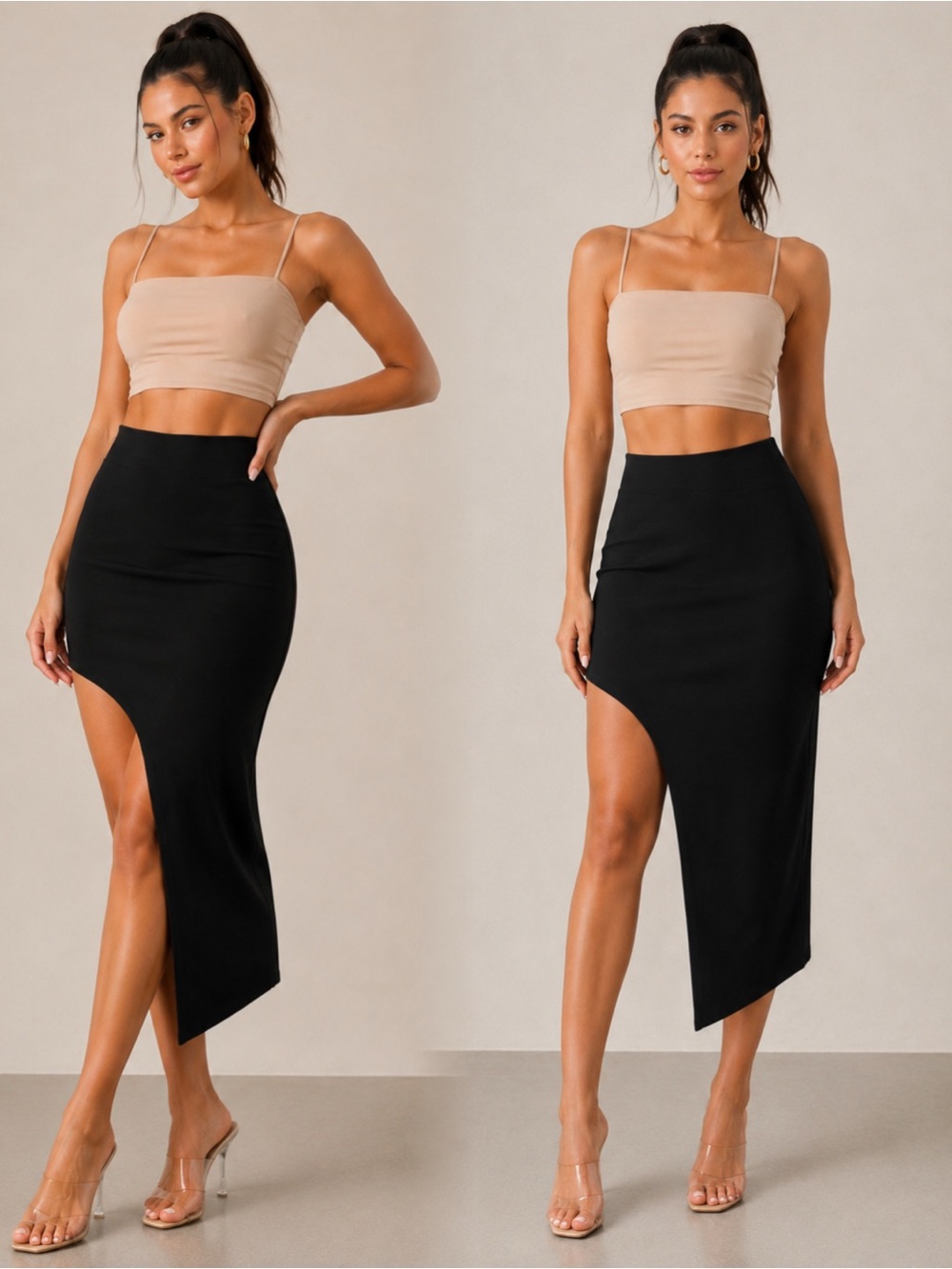 Elegant Black Asymmetrical Skirt